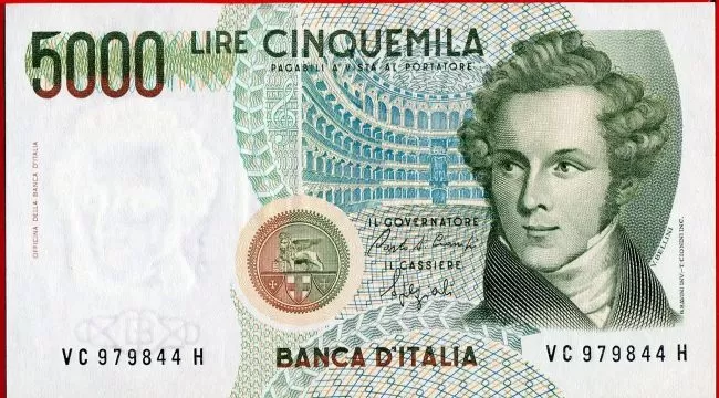 La 5000 lire con Vincenzo Bellini