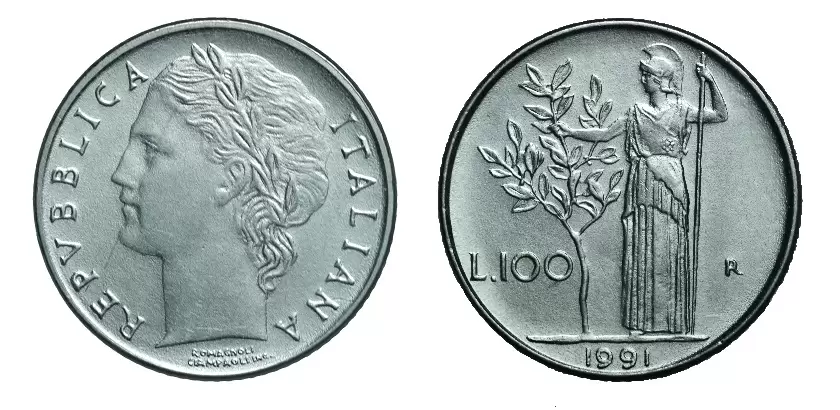 100 lire 1990 minerva